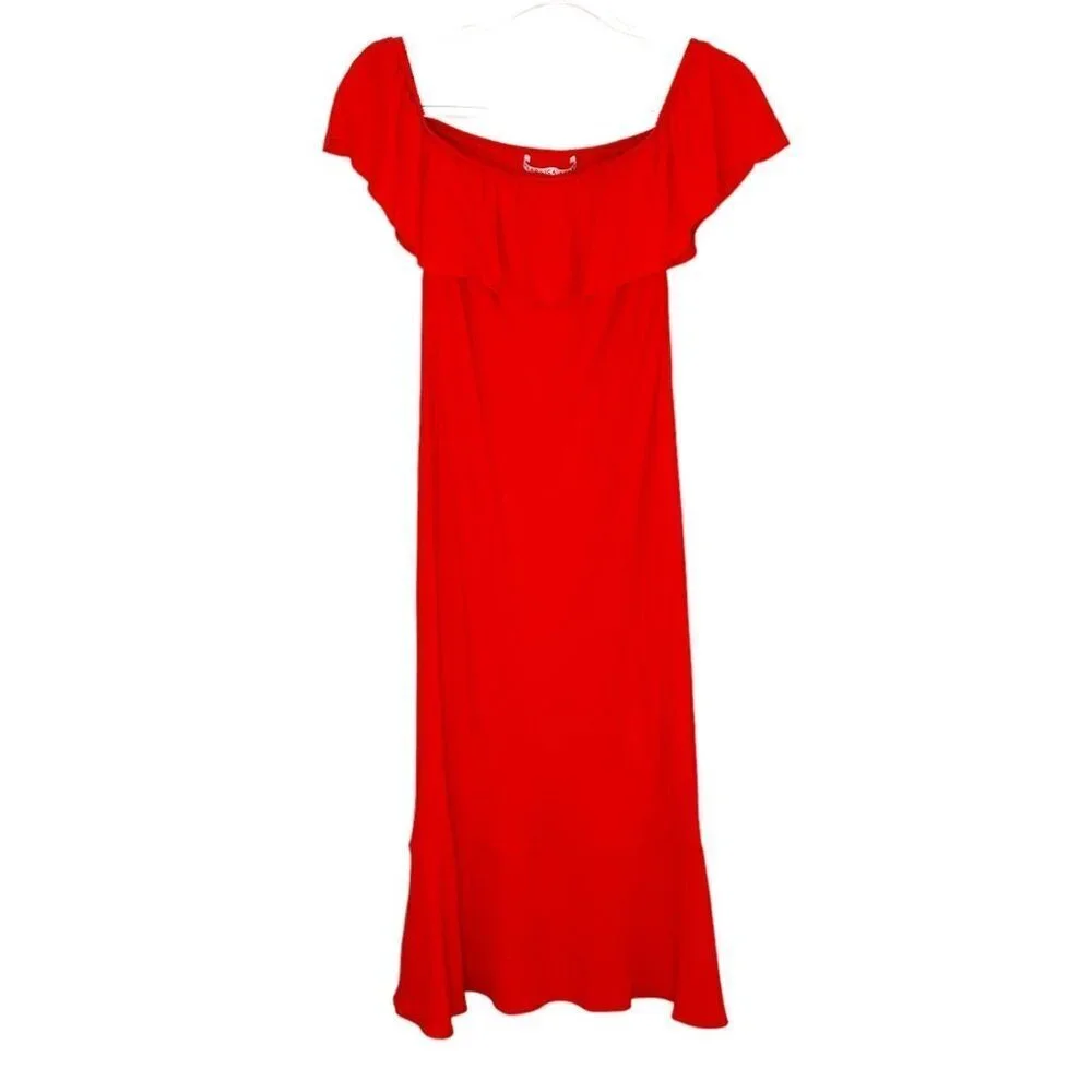 Veronica Beard Oleta Red Orange Midi Dress Womens‎ Size 4